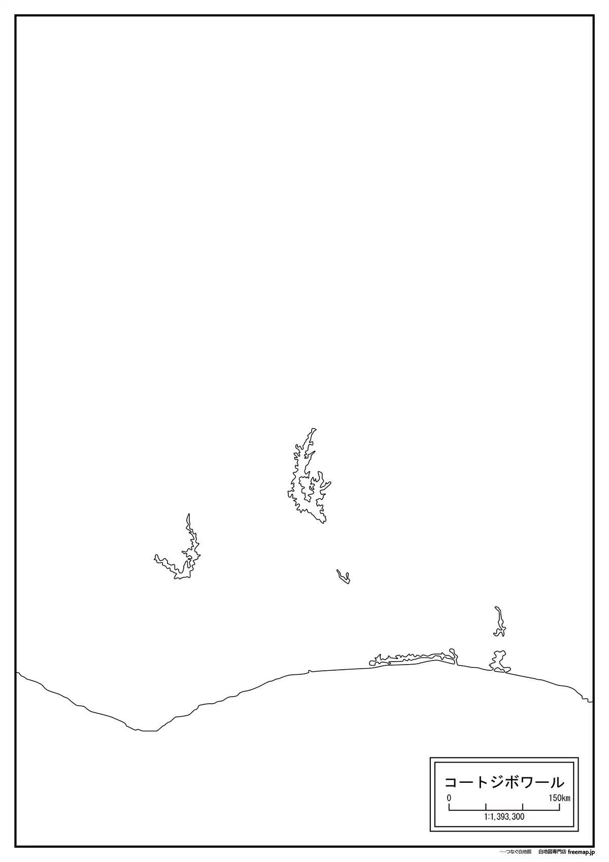海岸線や川・池のみ記載