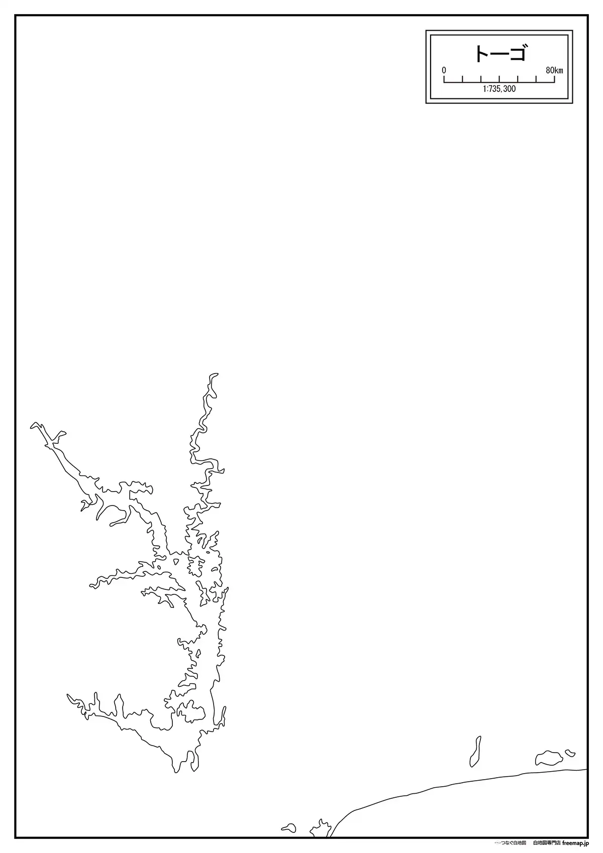 海岸線や川・池のみ記載