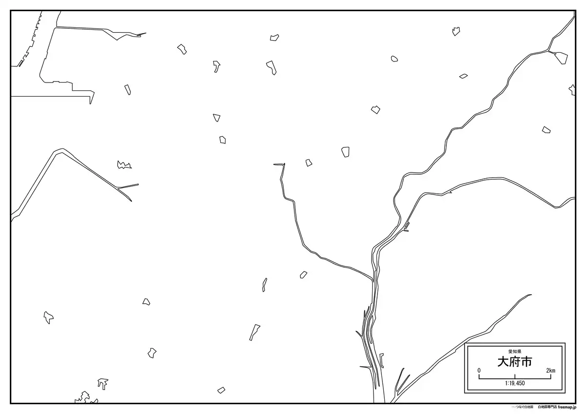 海岸線、川や池のみ記載