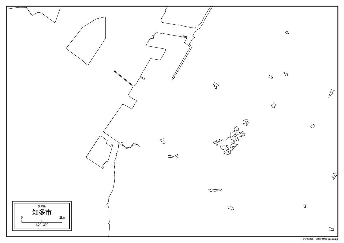 海岸線、川や池のみ記載
