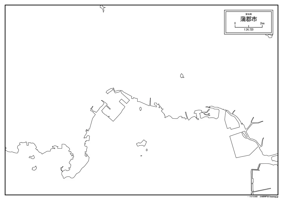 海岸線、川や池のみ記載