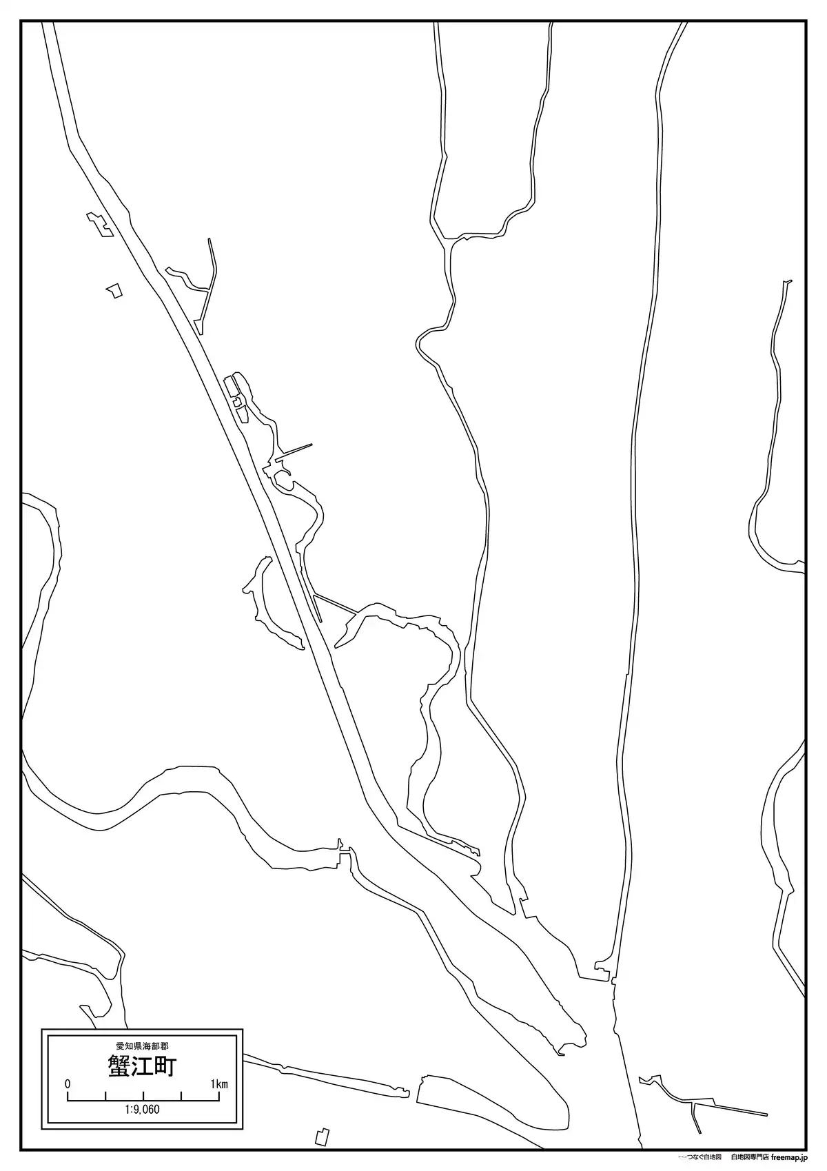 海岸線、川や池のみ記載