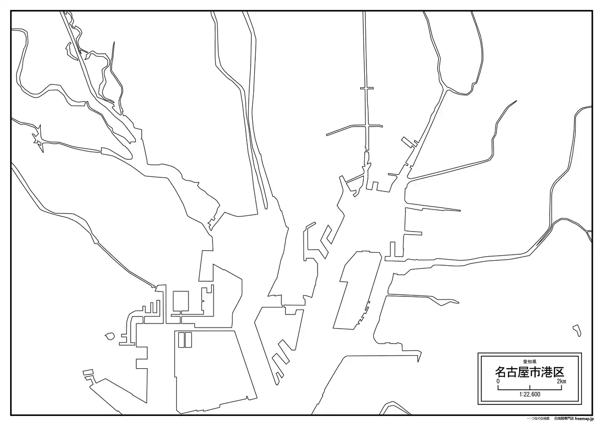 海岸線、川や池のみ記載