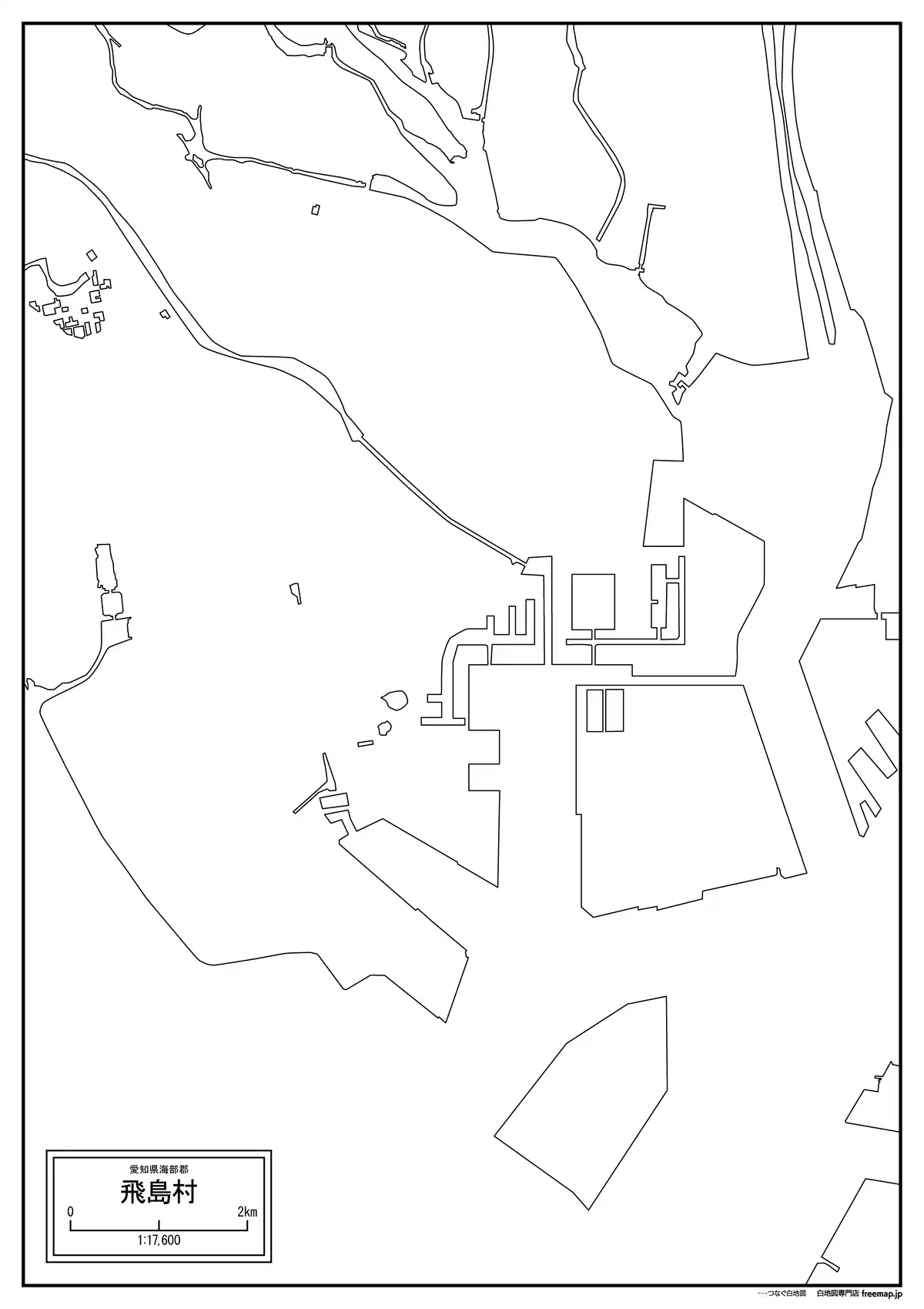 海岸線、川や池のみ記載