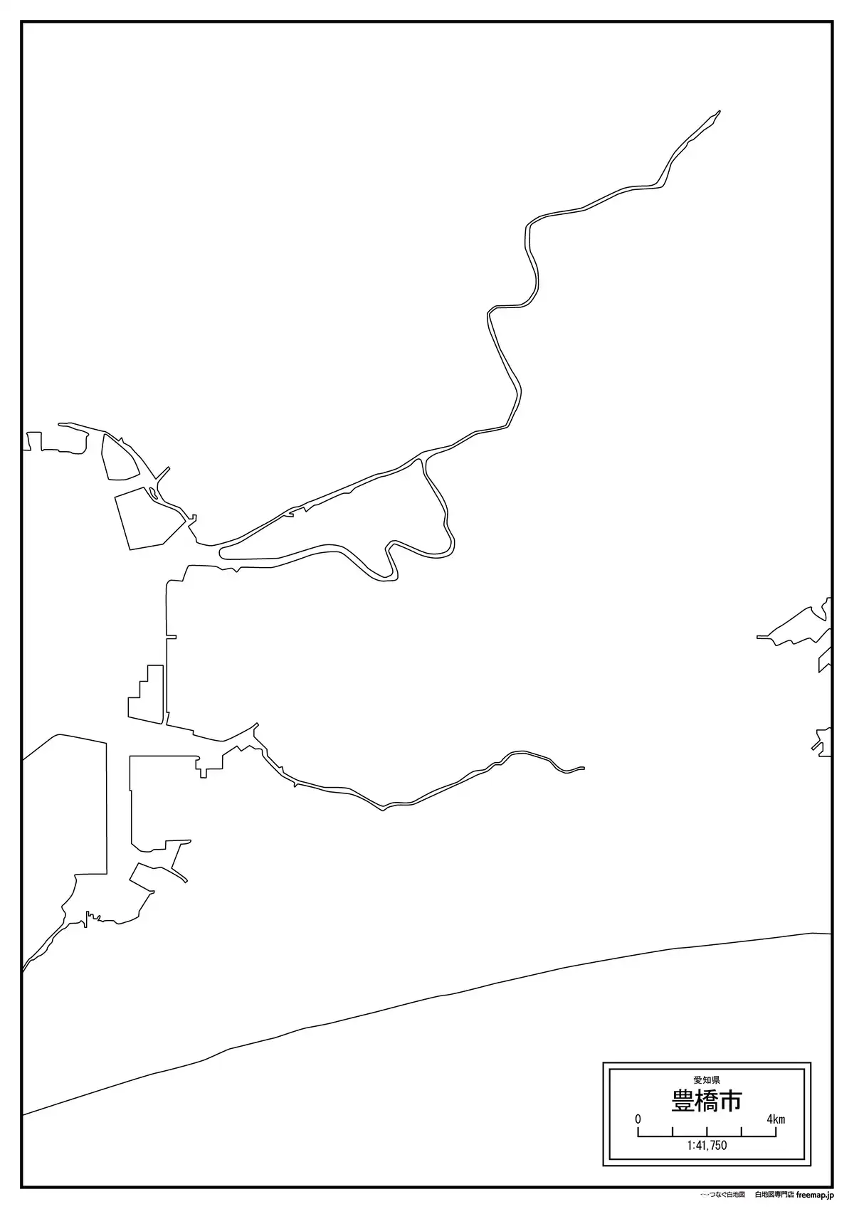 海岸線、川や池のみ記載