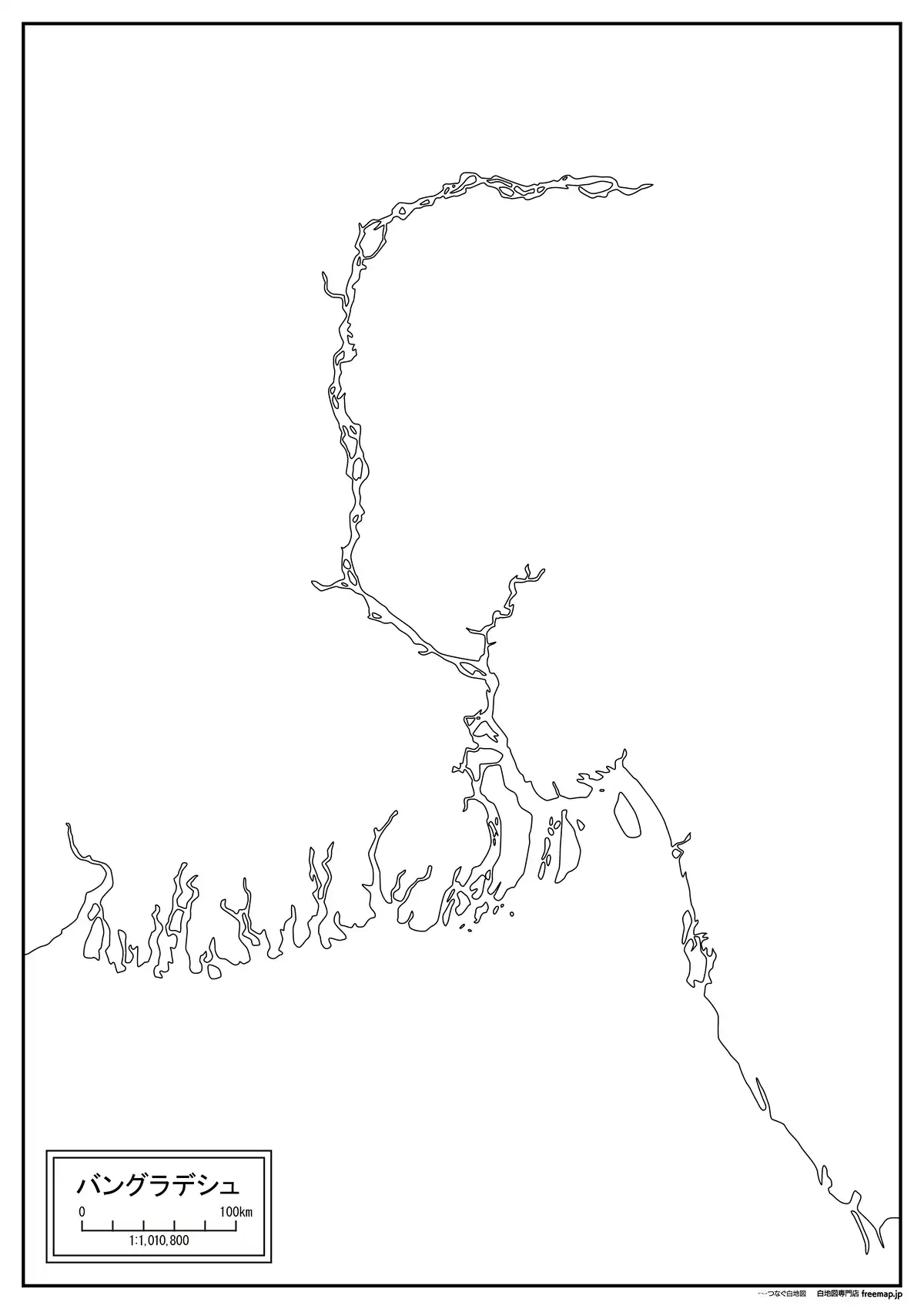 海岸線や川・池のみ記載