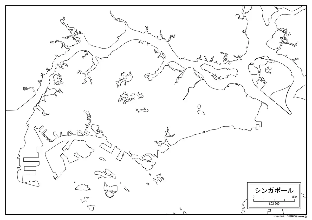 海岸線や川・池のみ記載