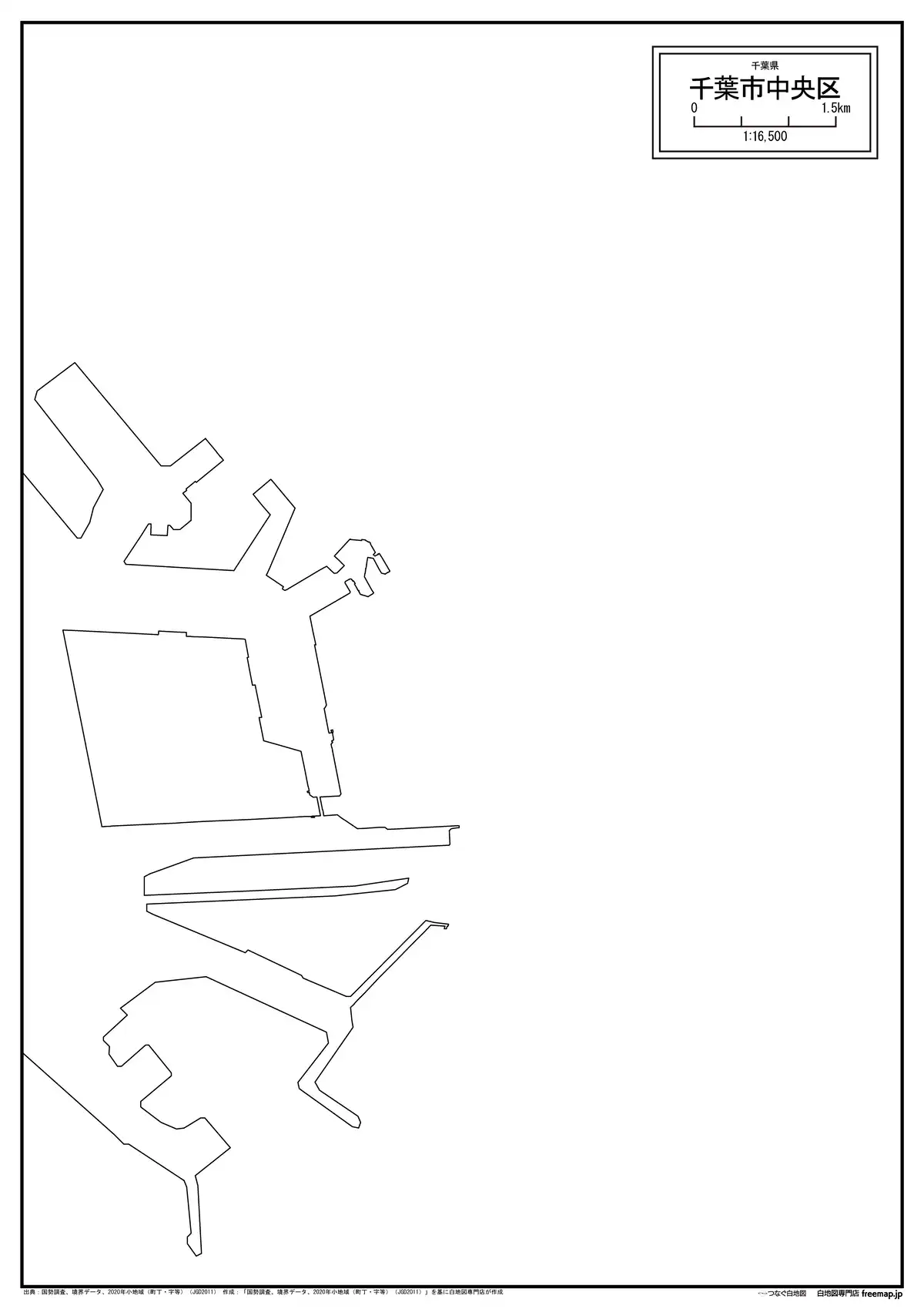 海岸線、川や池のみ記載