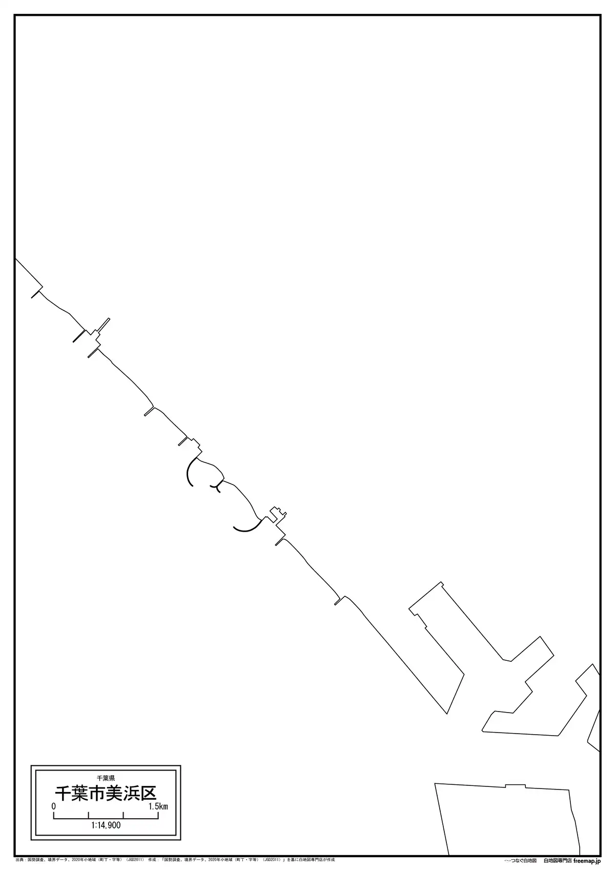 海岸線、川や池のみ記載