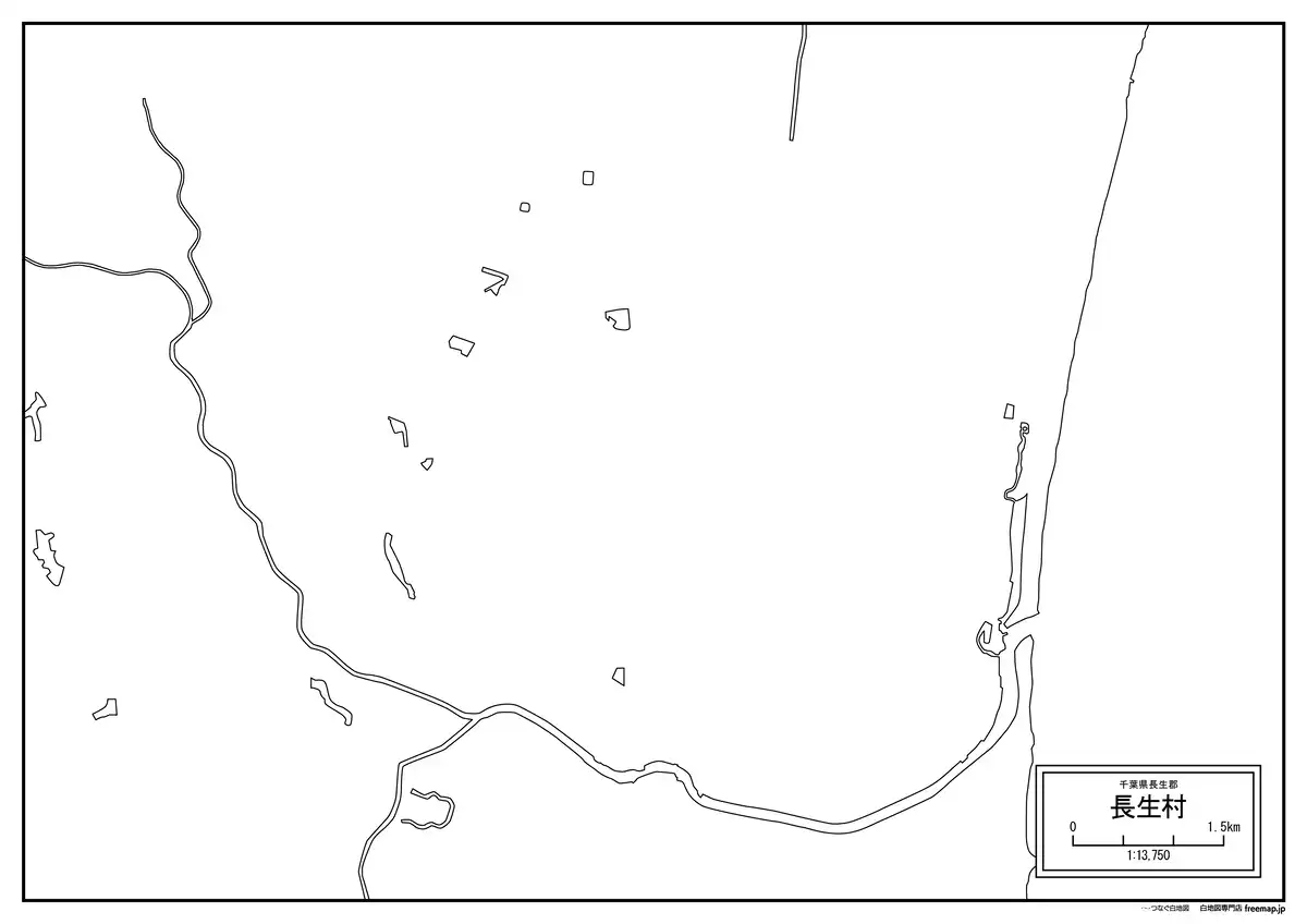 海岸線、川や池のみ記載