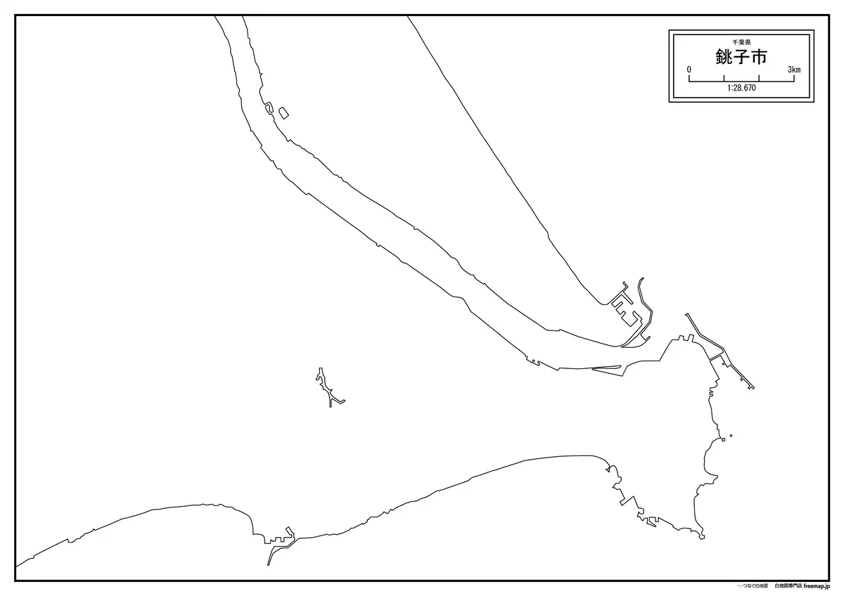 海岸線、川や池のみ記載