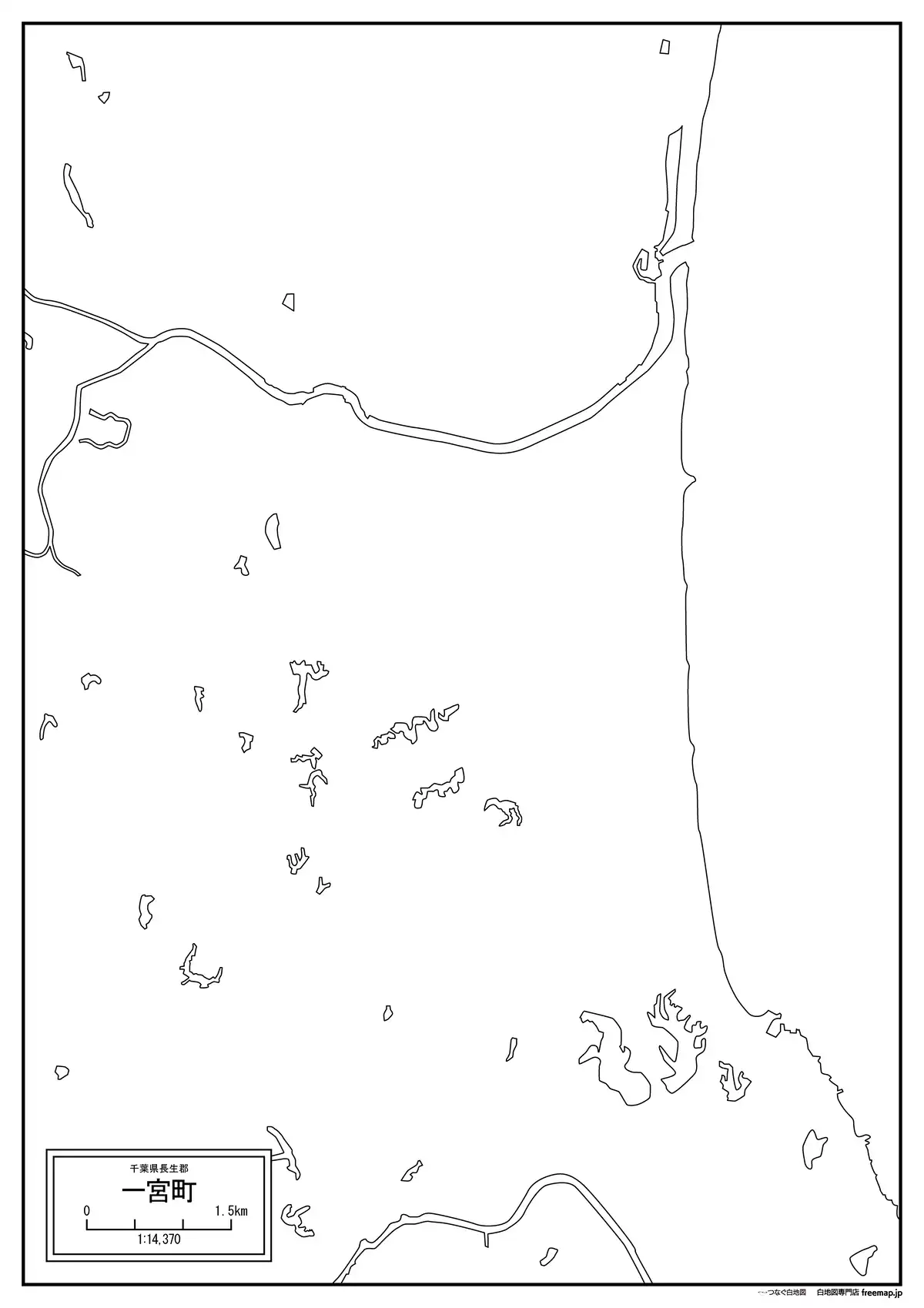 海岸線、川や池のみ記載
