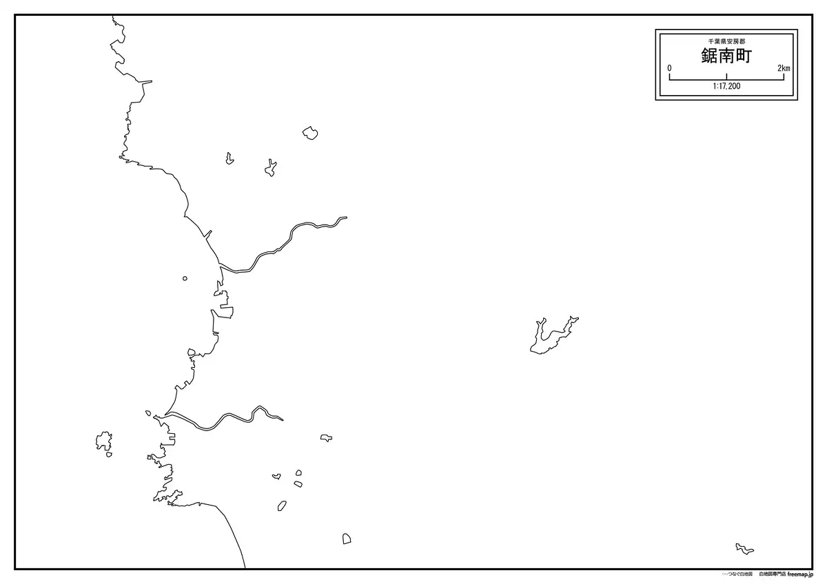 海岸線、川や池のみ記載