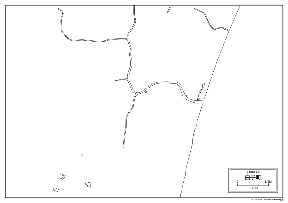 海岸線、川や池のみ記載