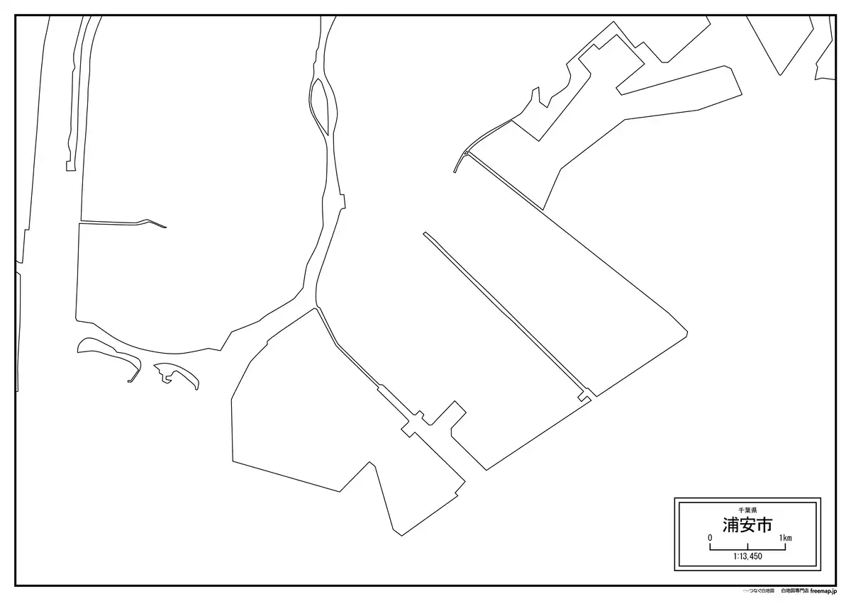 海岸線、川や池のみ記載