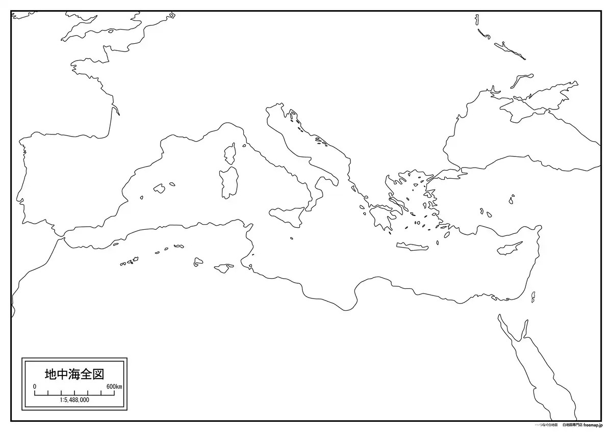 海岸線や川・池のみ記載