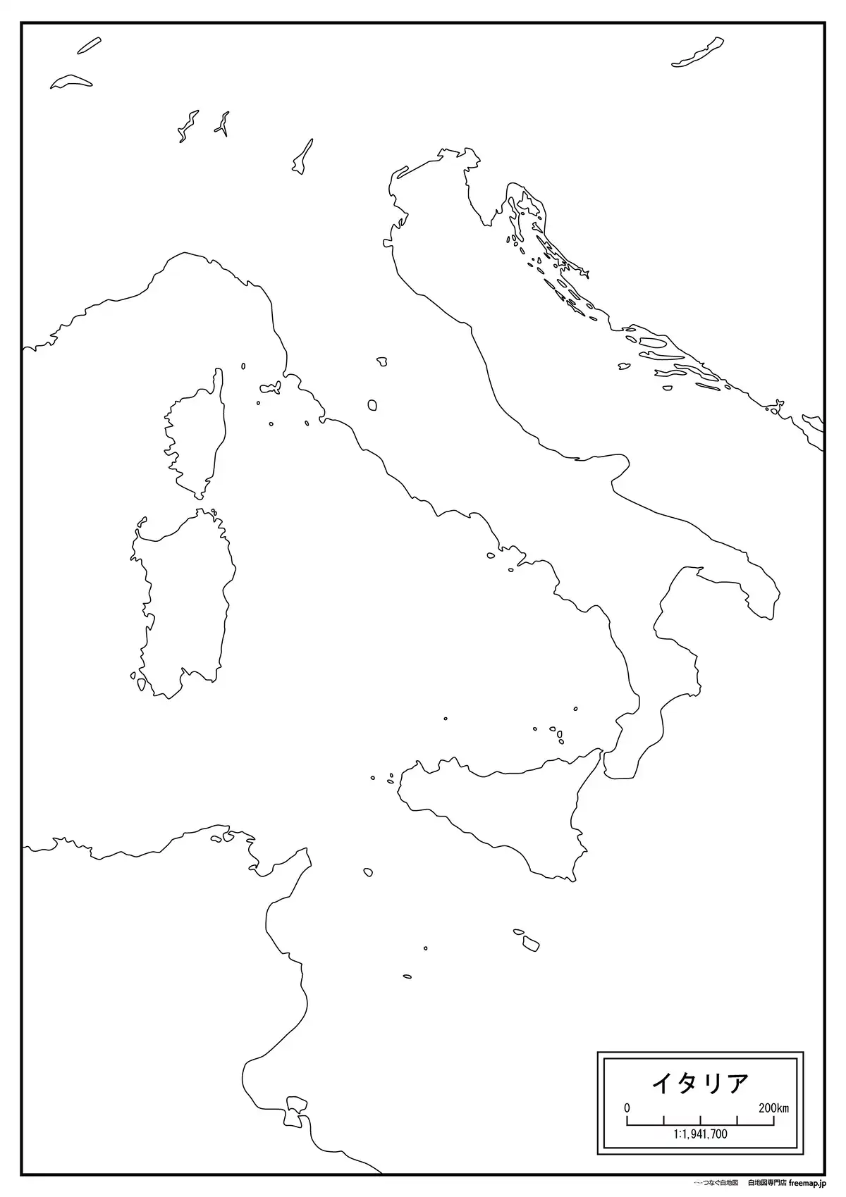 海岸線や川・池のみ記載