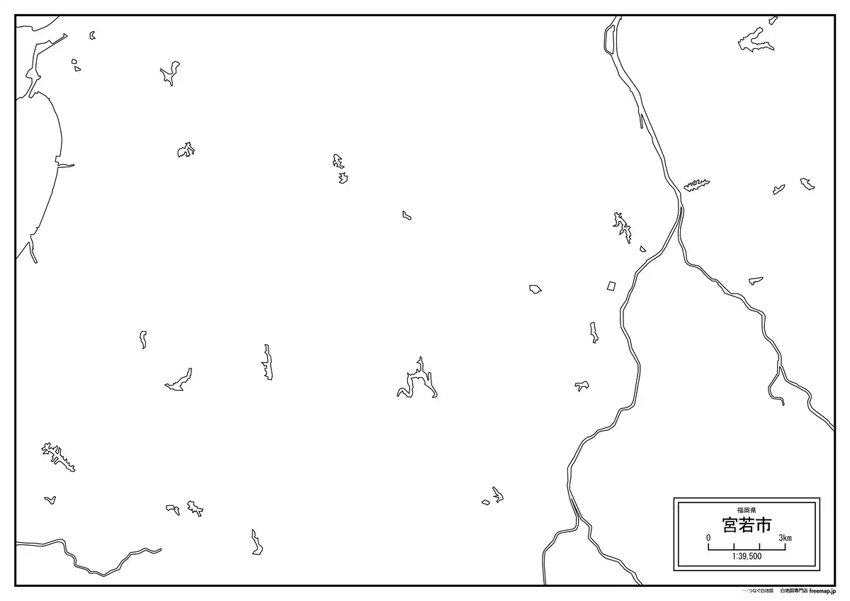 海岸線、川や池のみ記載