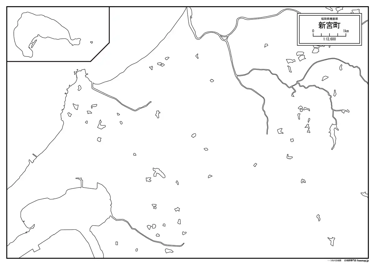 海岸線、川や池のみ記載