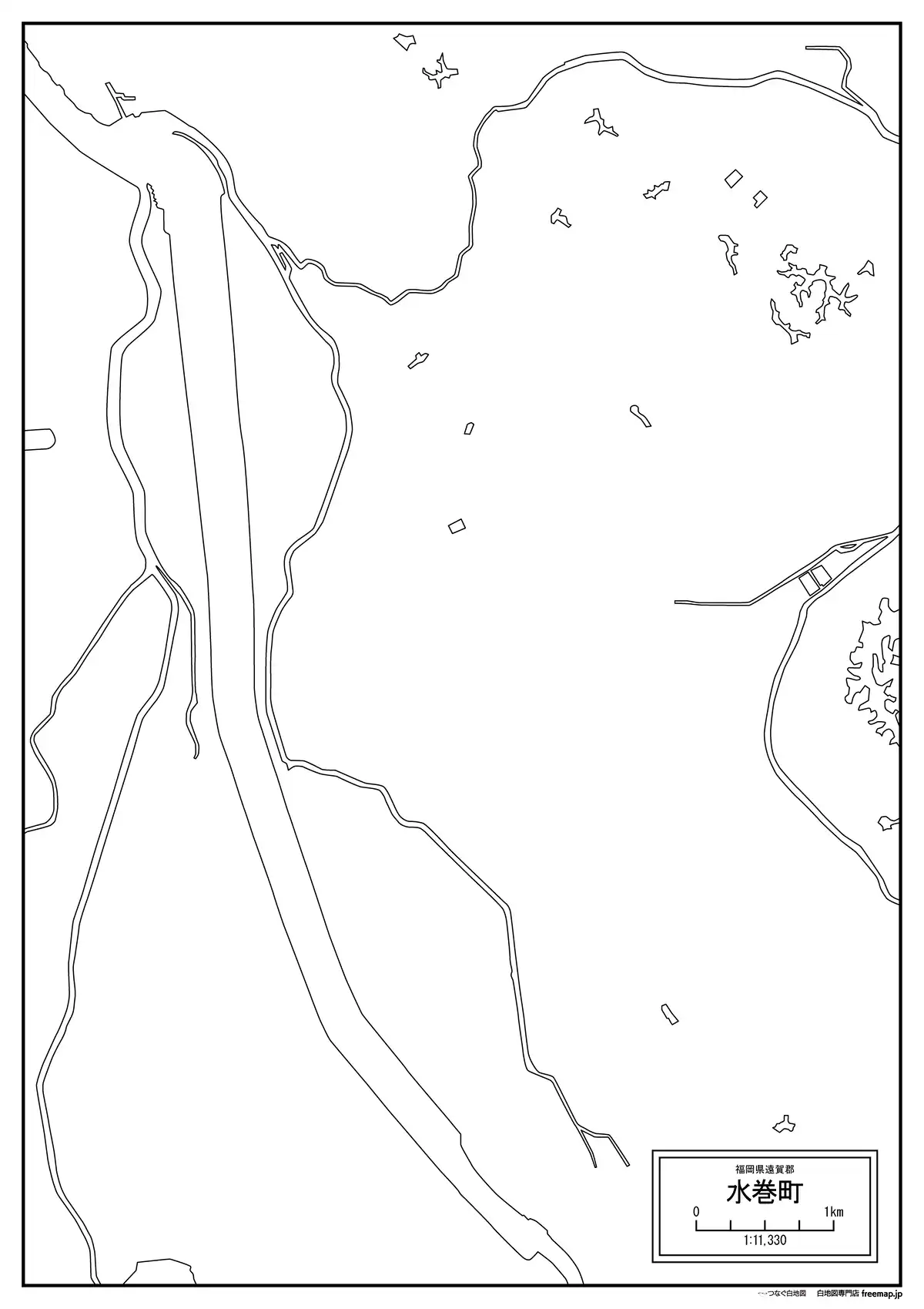海岸線、川や池のみ記載
