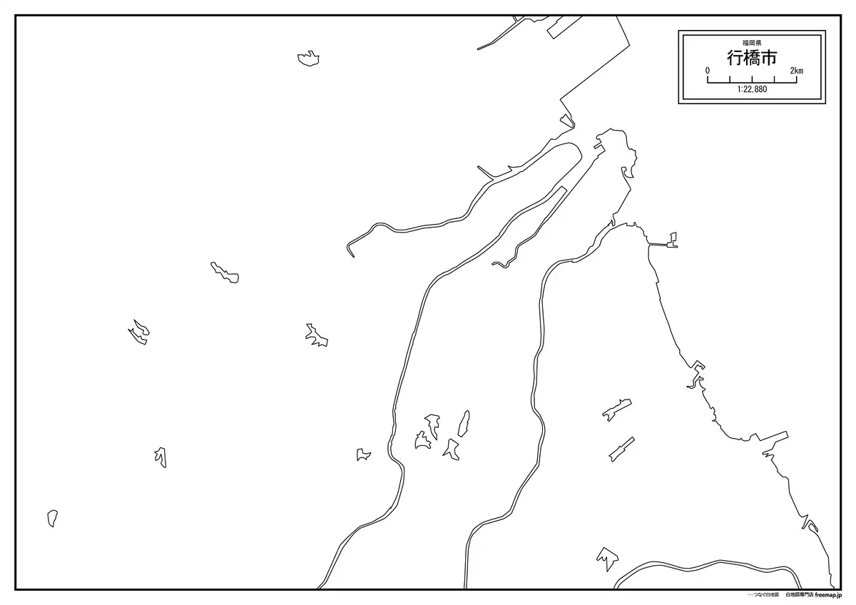 海岸線、川や池のみ記載