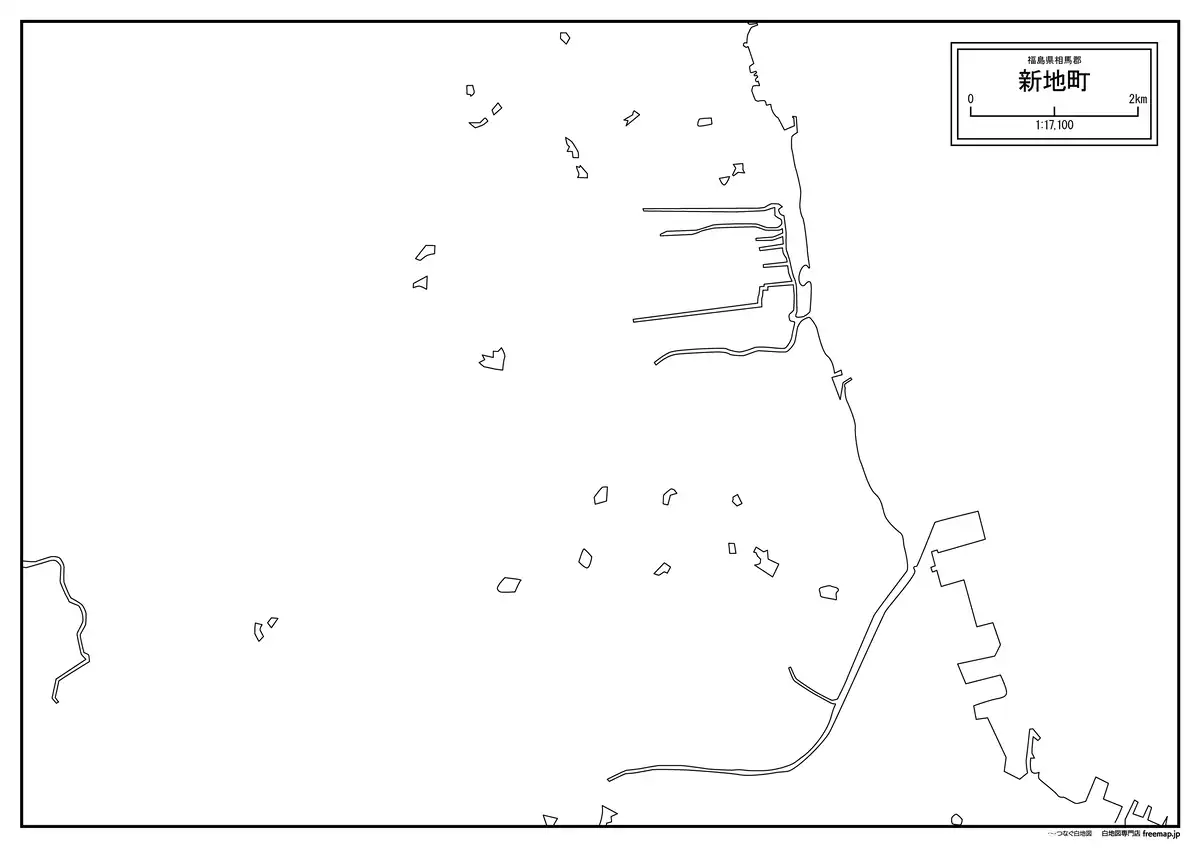海岸線、川や池のみ記載
