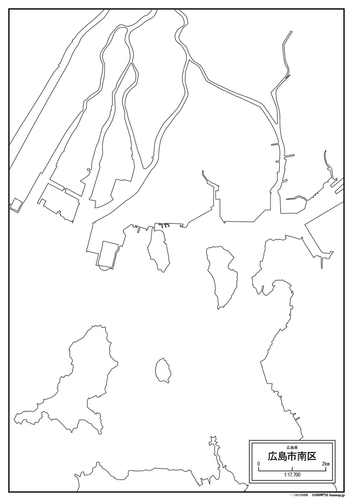海岸線、川や池のみ記載