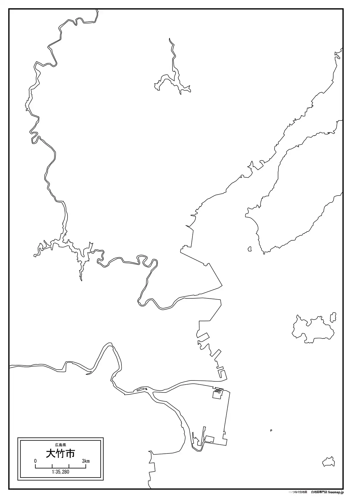 海岸線、川や池のみ記載