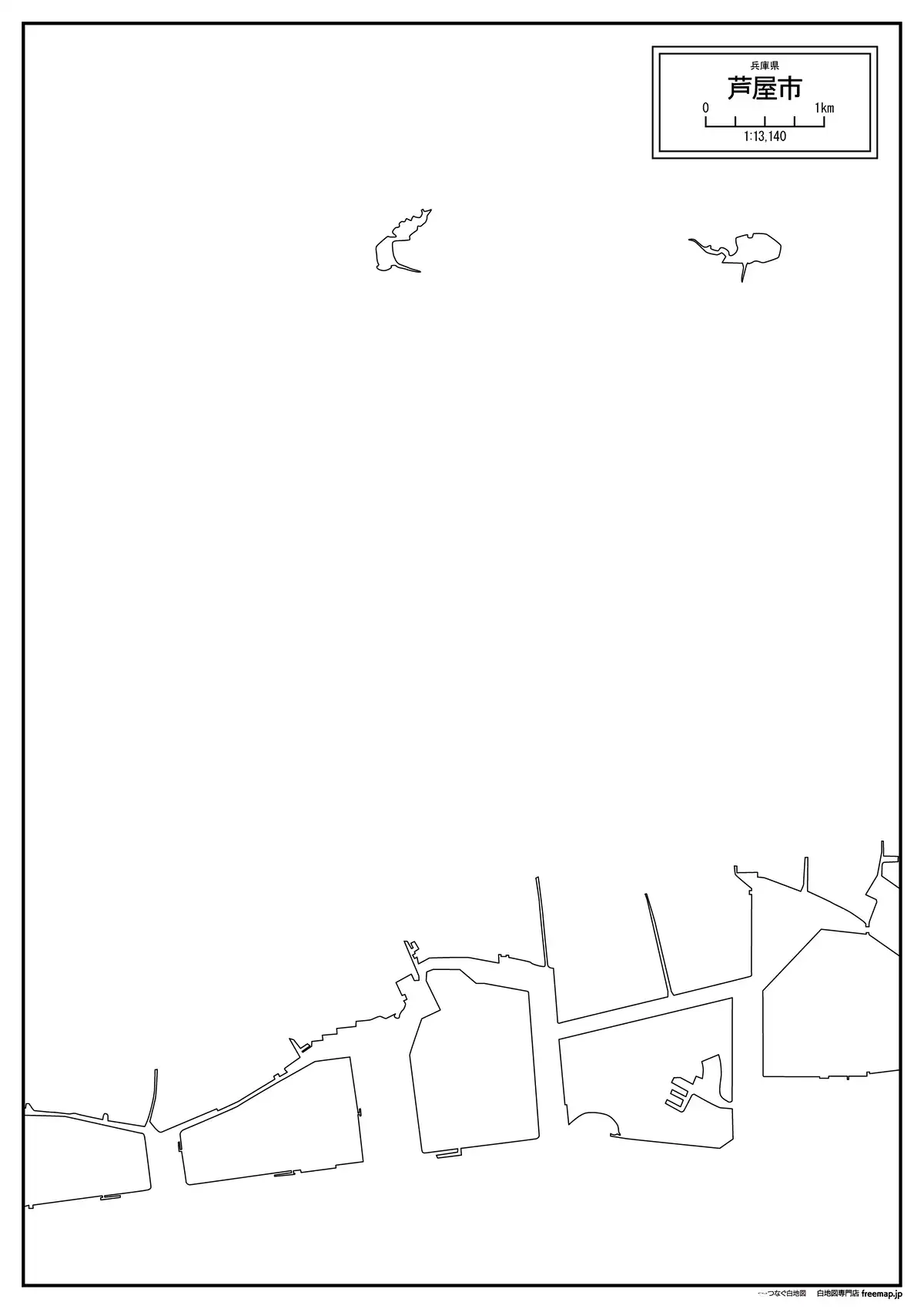 海岸線、川や池のみ記載