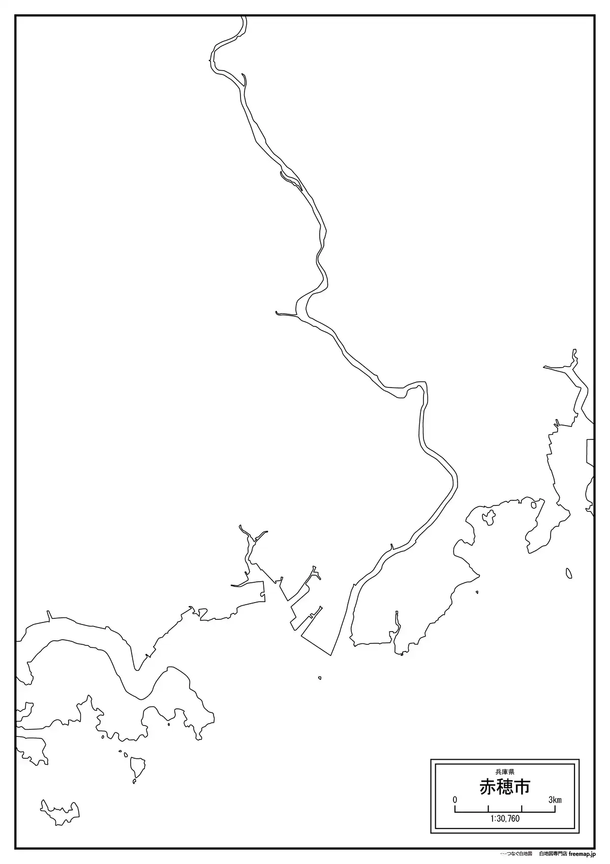 海岸線、川や池のみ記載
