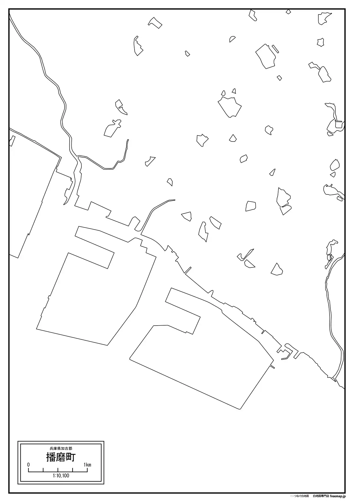 海岸線、川や池のみ記載