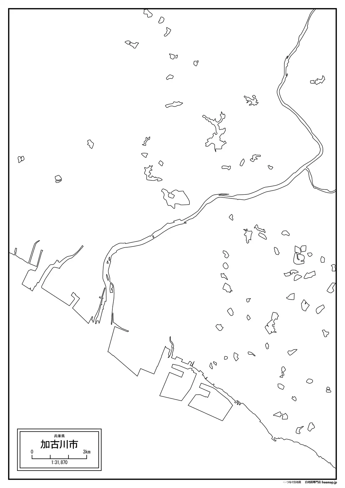 海岸線、川や池のみ記載