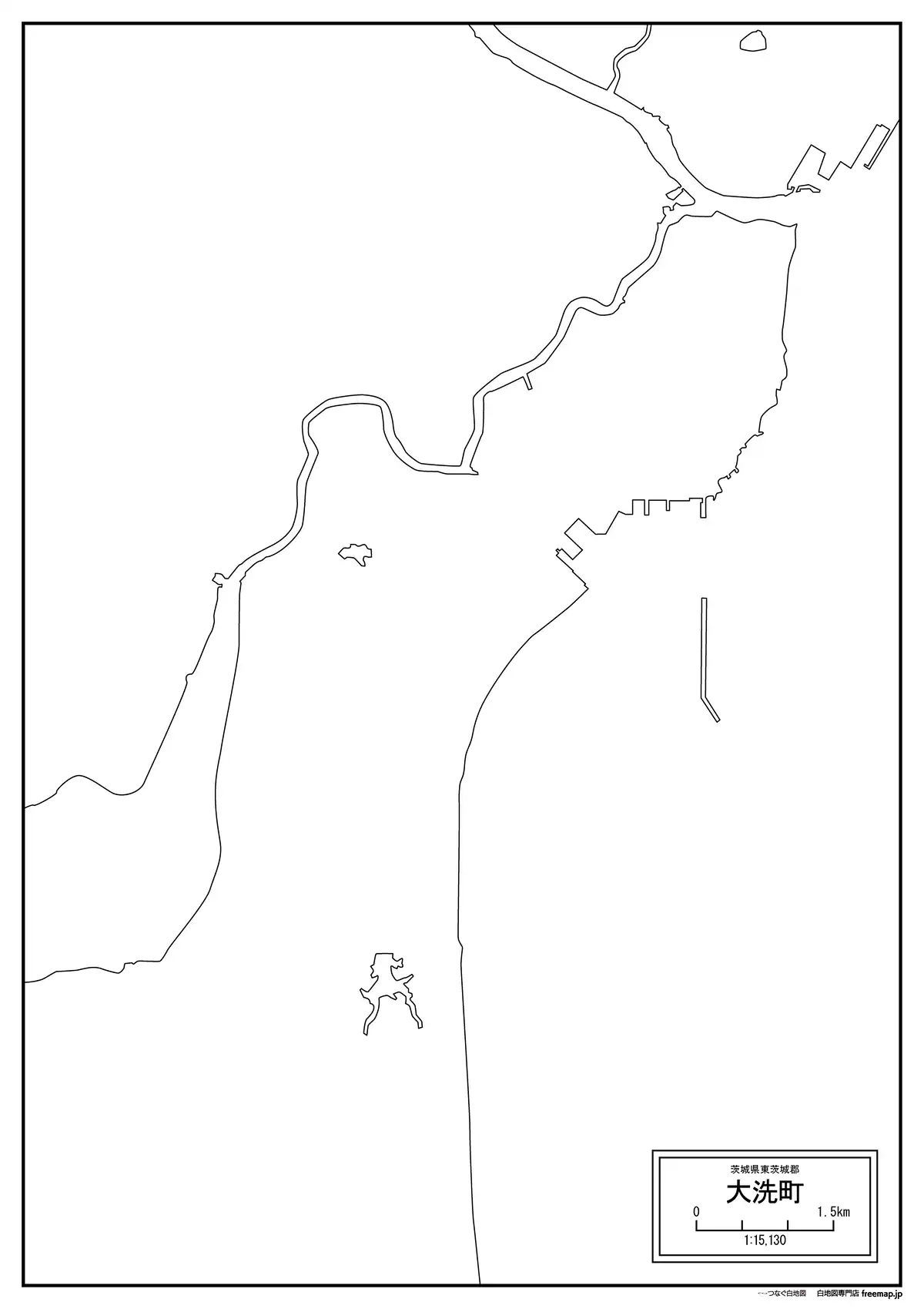 海岸線、川や池のみ記載