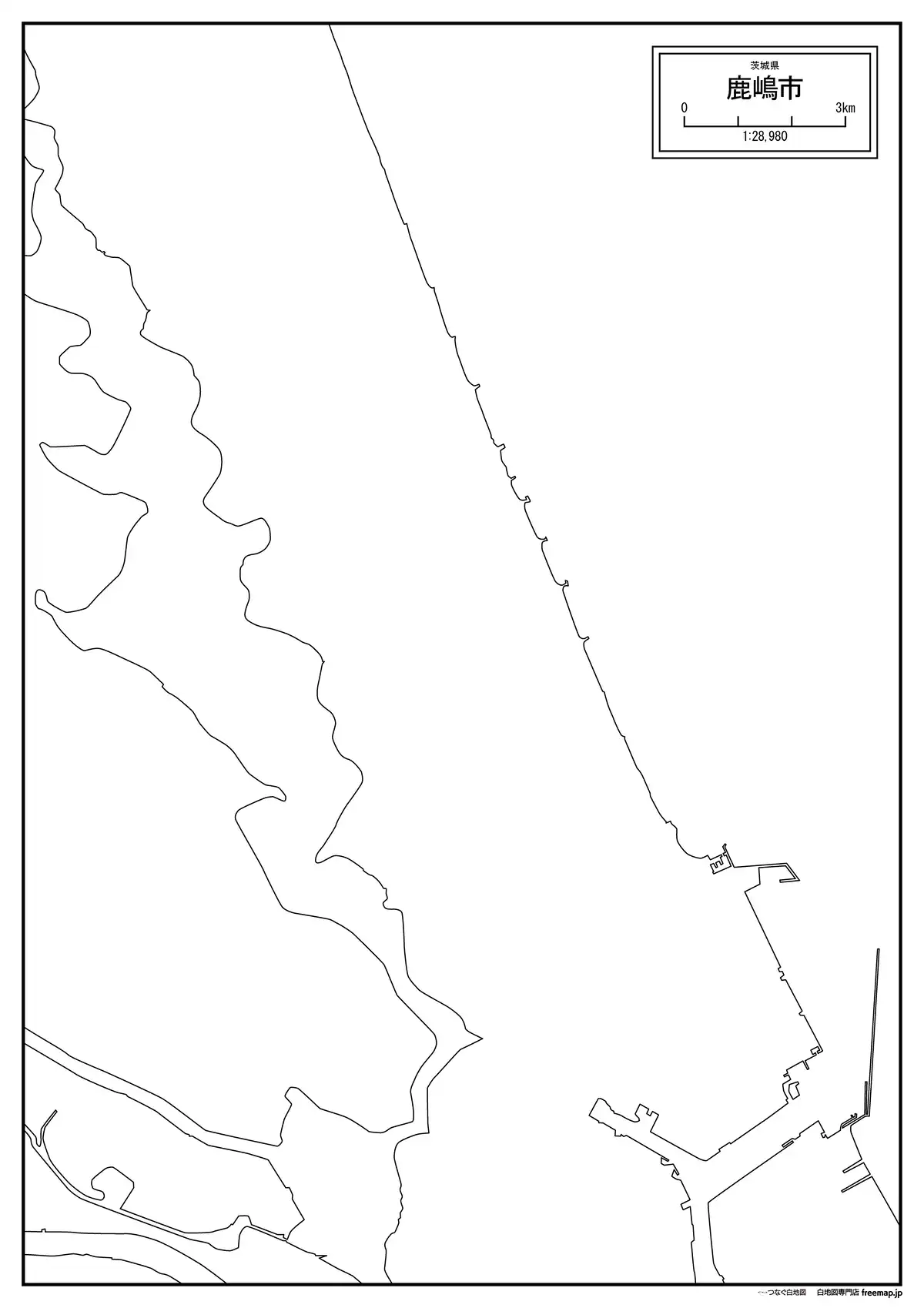 海岸線、川や池のみ記載