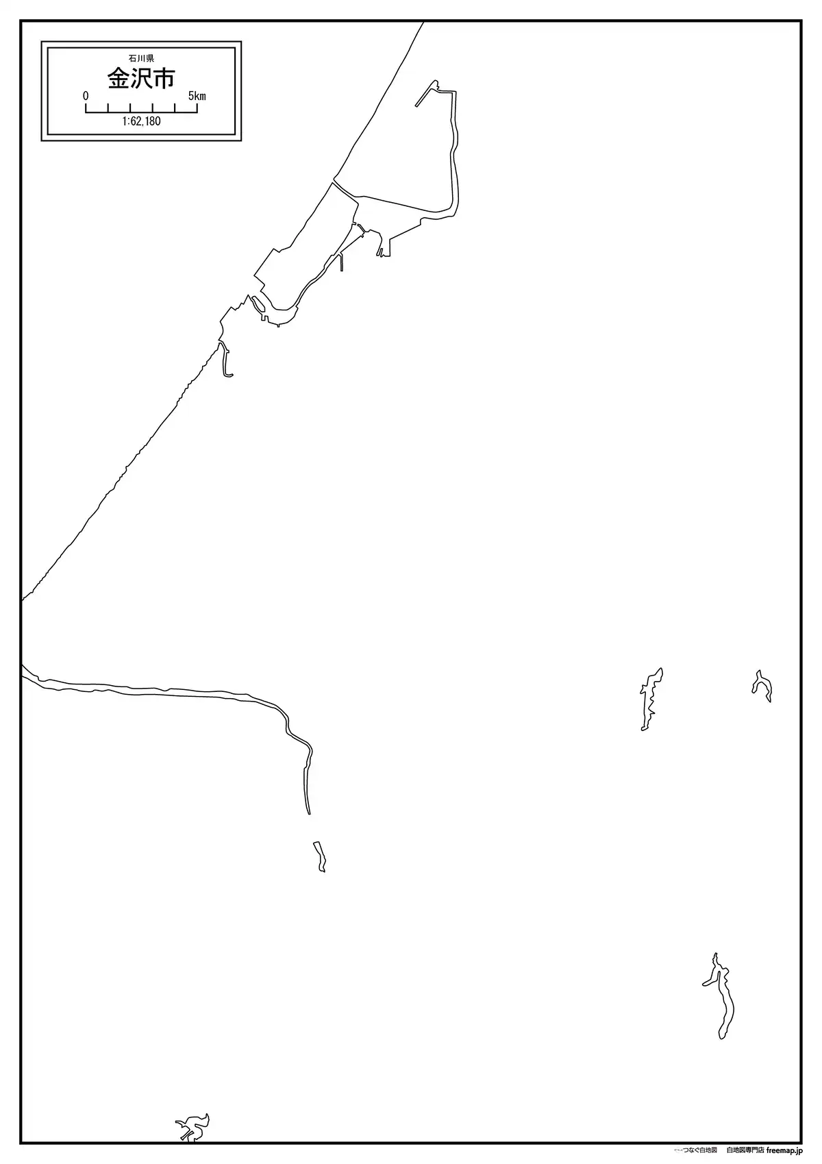 海岸線、川や池のみ記載