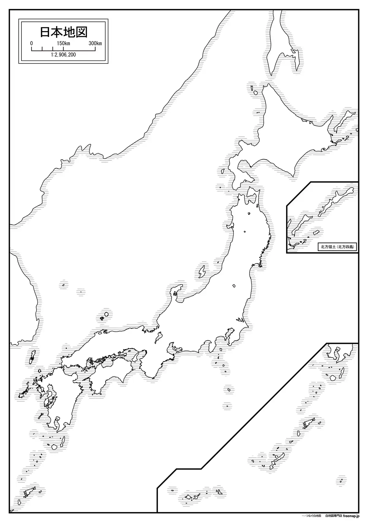 海岸線や川・池のみ記載