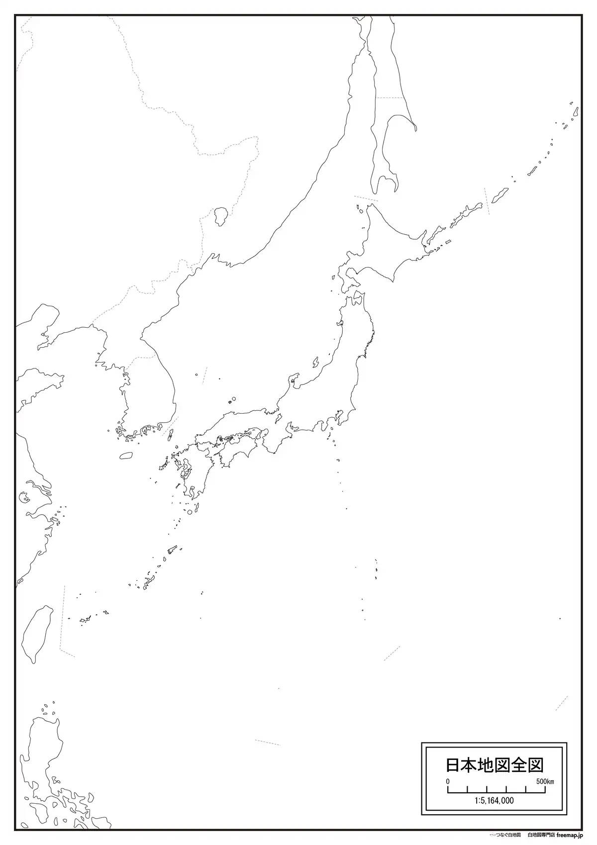 海岸線、国境線のみ記載