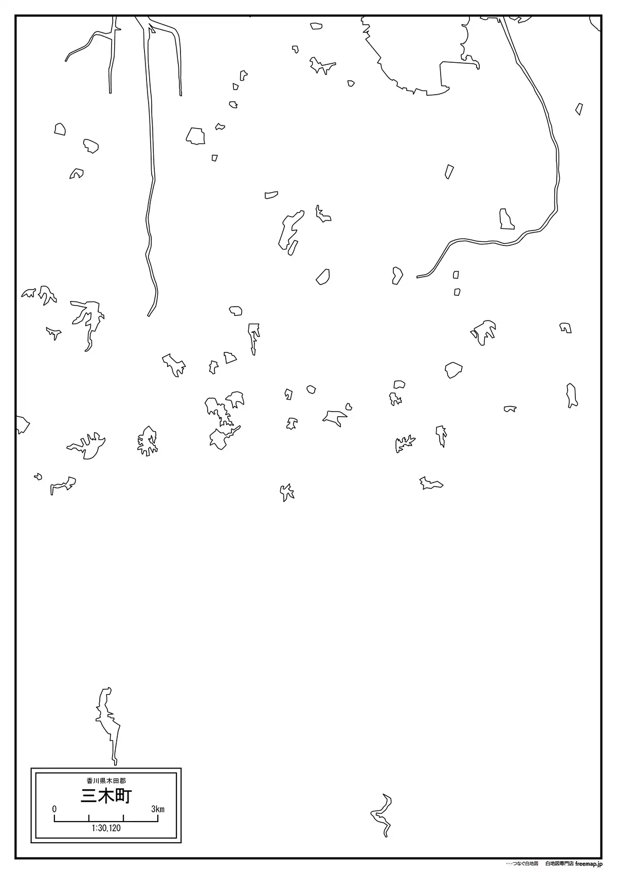 海岸線、川や池のみ記載