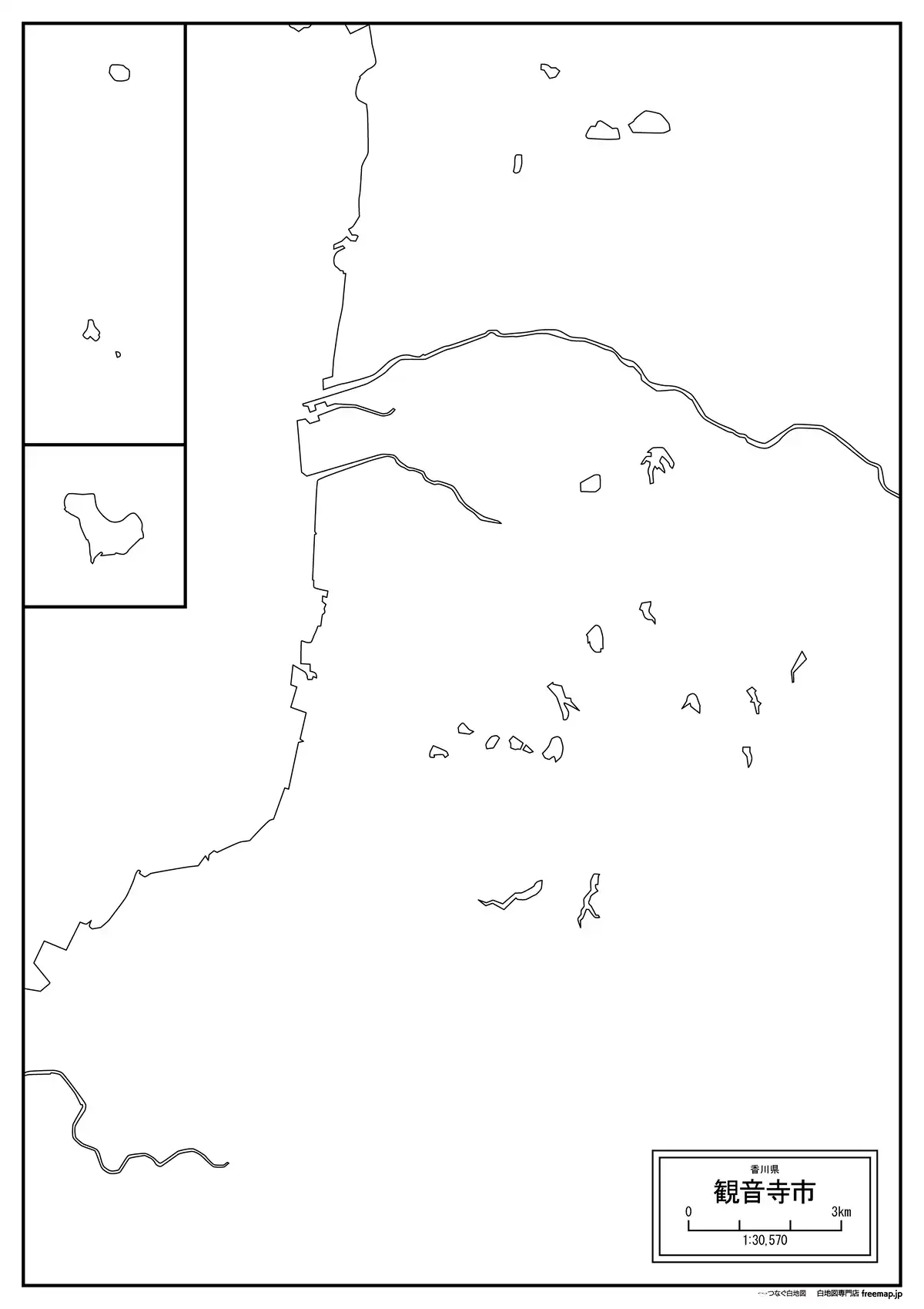 海岸線、川や池のみ記載