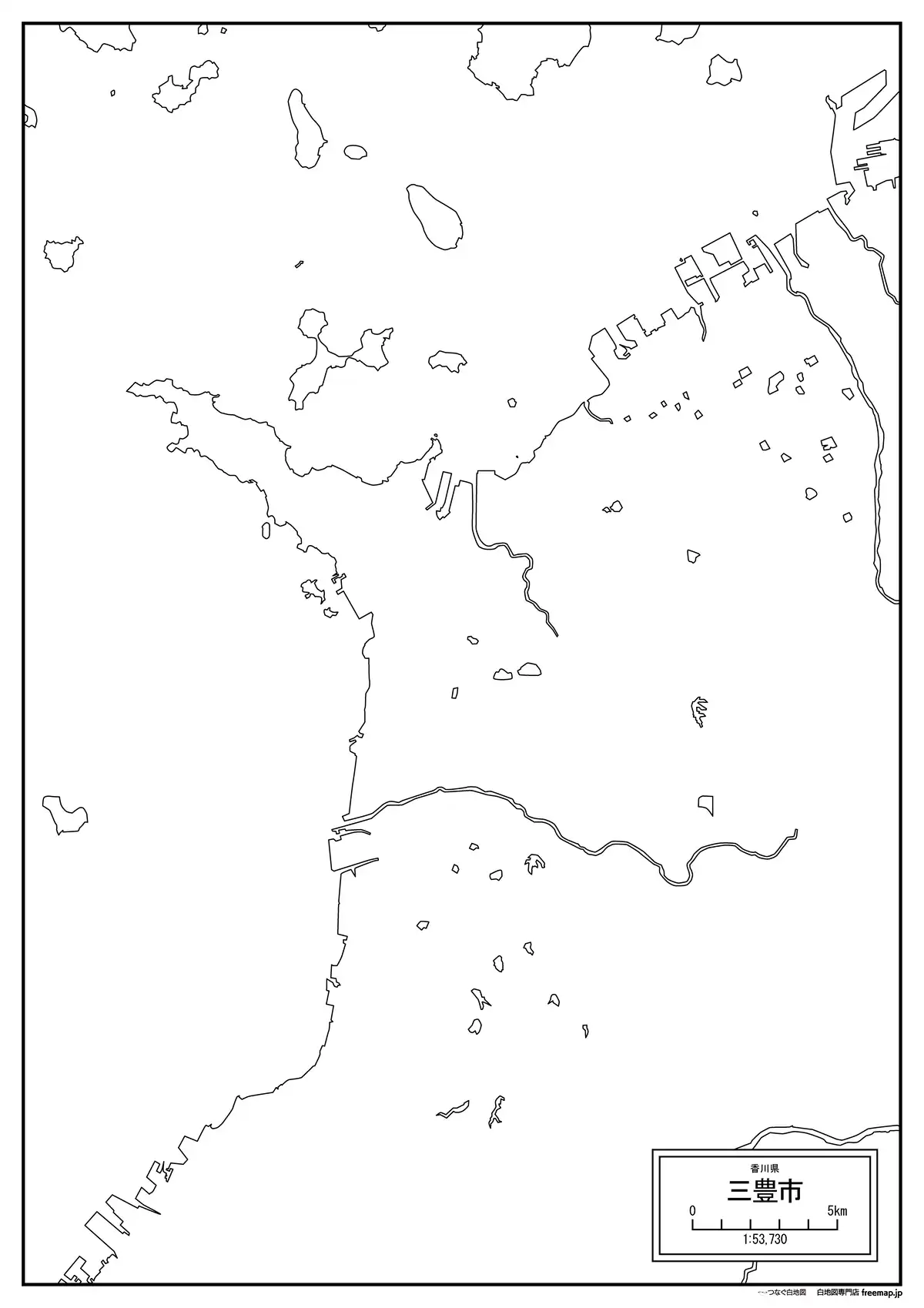 海岸線、川や池のみ記載