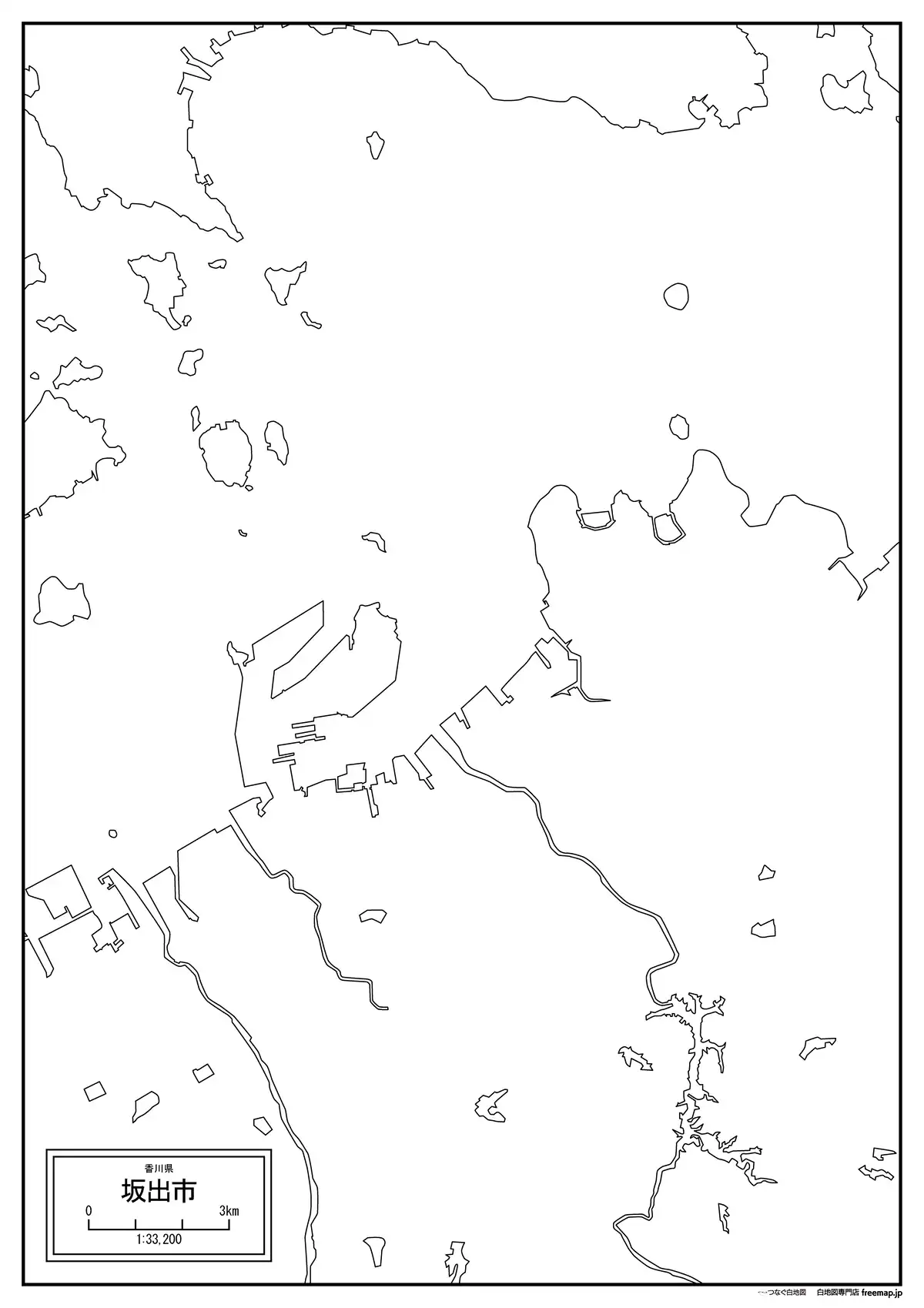 海岸線、川や池のみ記載