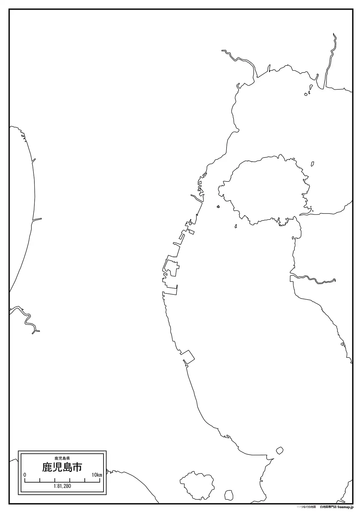 海岸線、川や池のみ記載