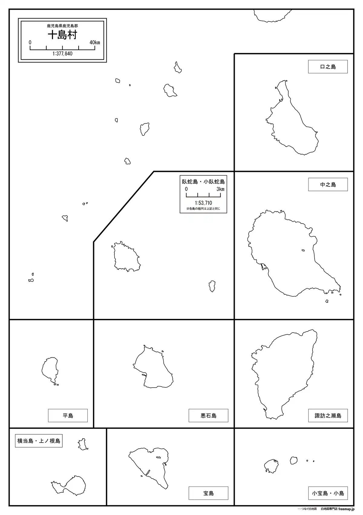 海岸線、川や池のみ記載