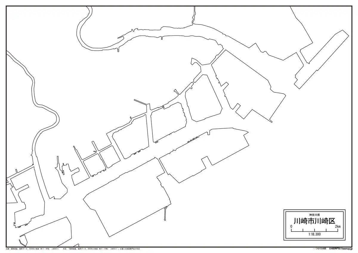海岸線、川や池のみ記載