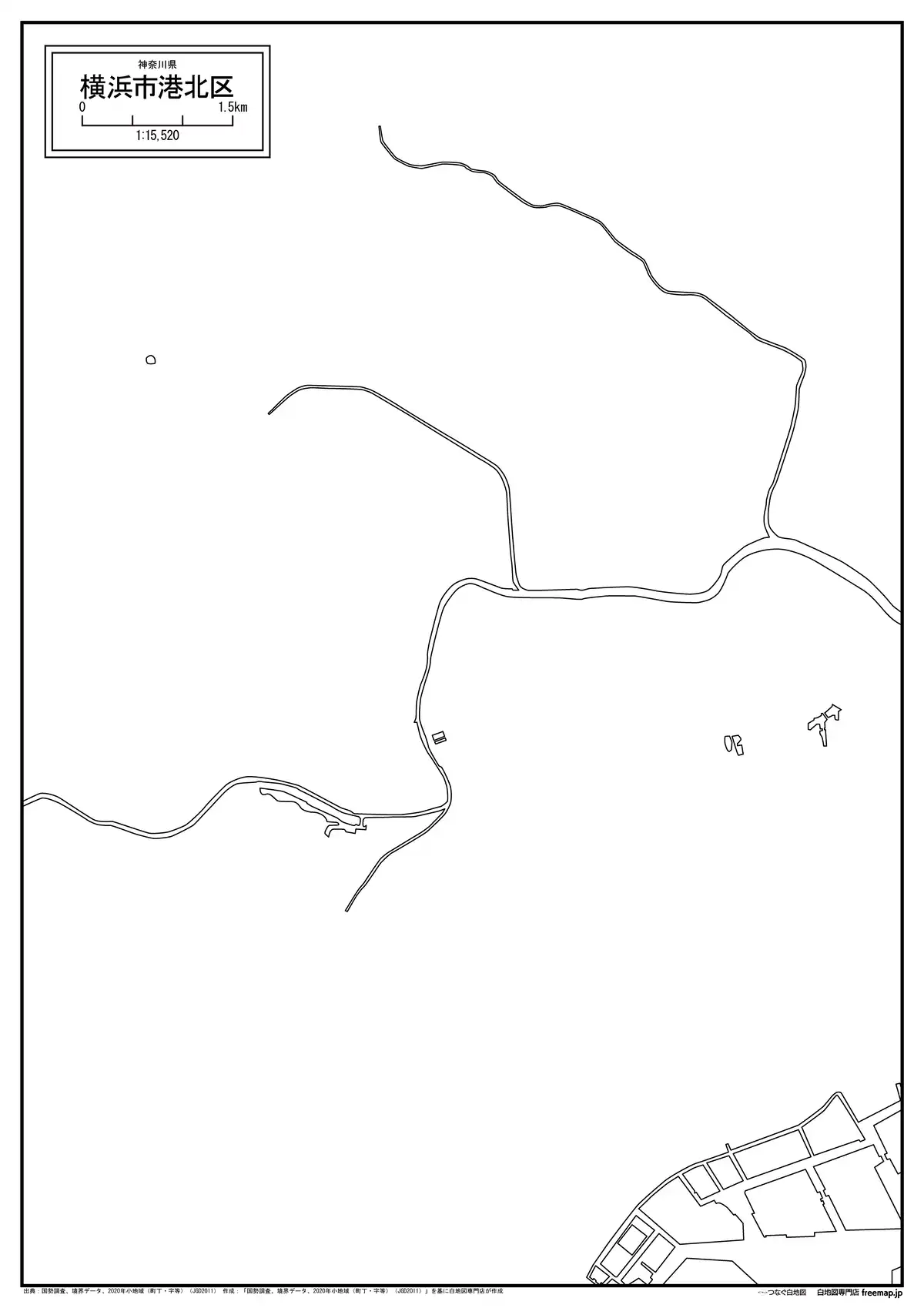 海岸線、川や池のみ記載