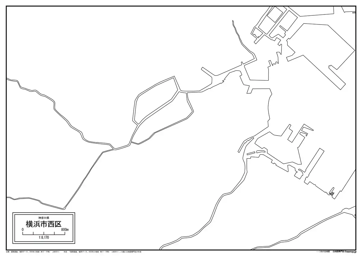 海岸線、川や池のみ記載