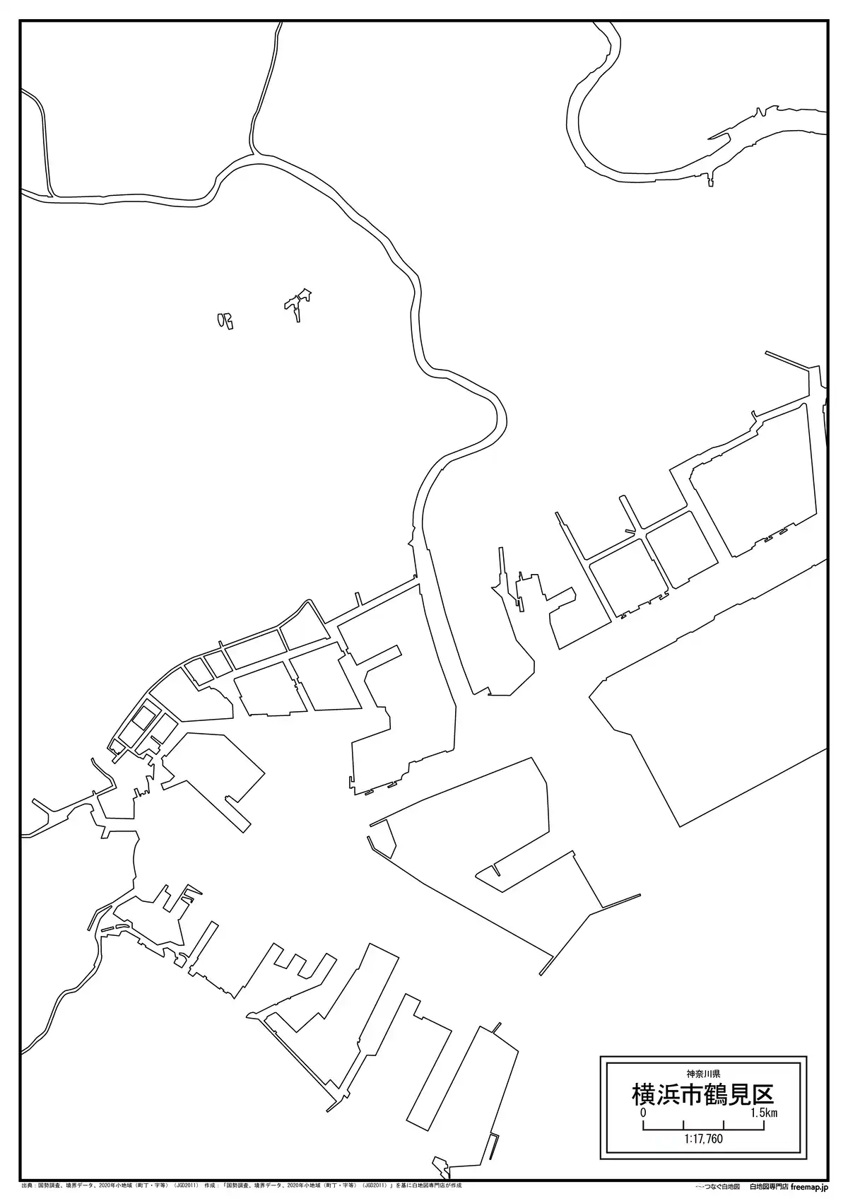 海岸線、川や池のみ記載