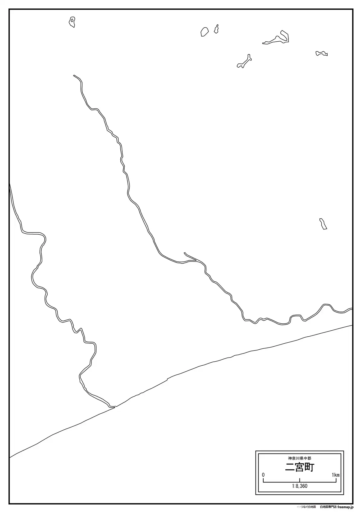 海岸線、川や池のみ記載