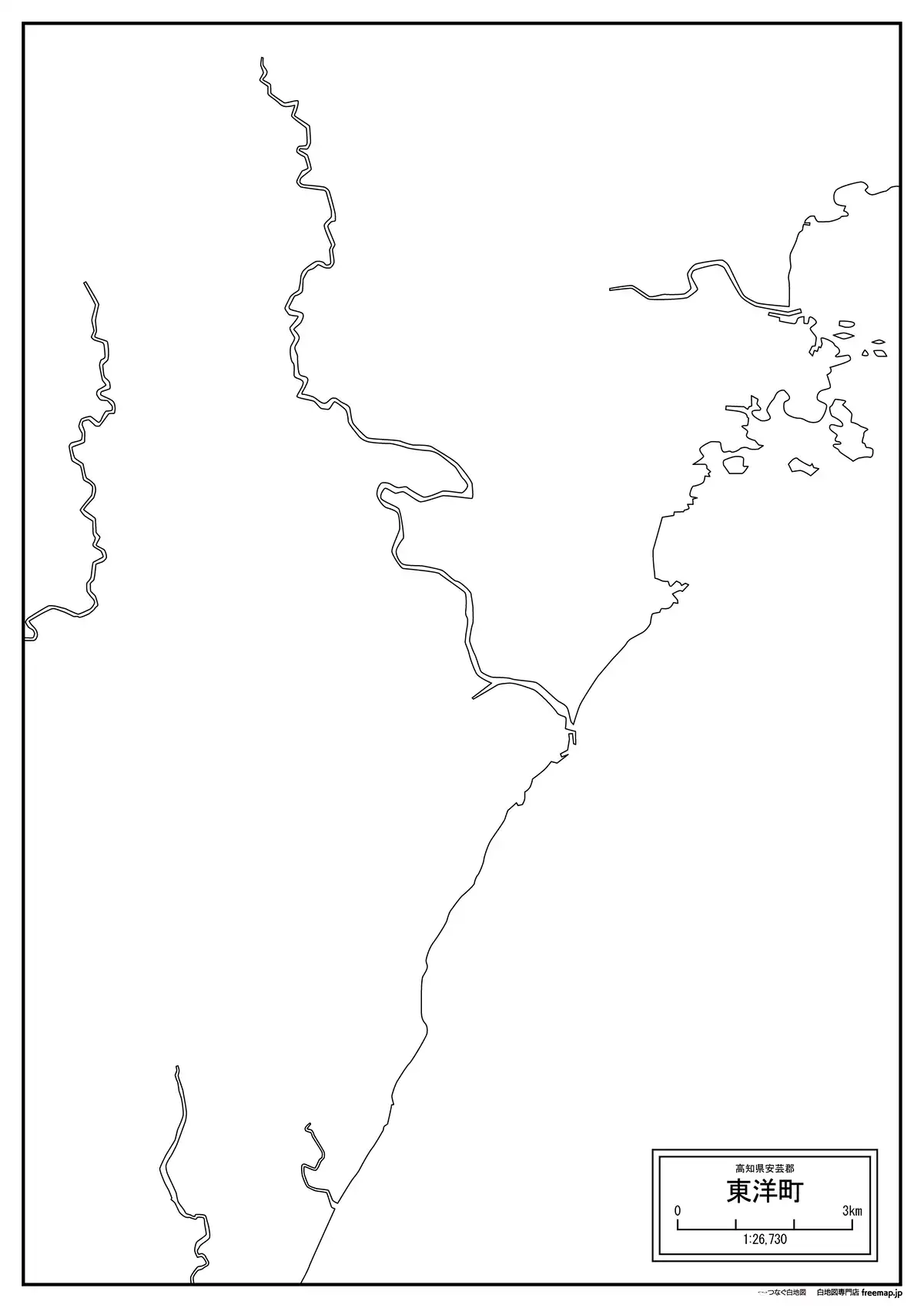 海岸線、川や池のみ記載