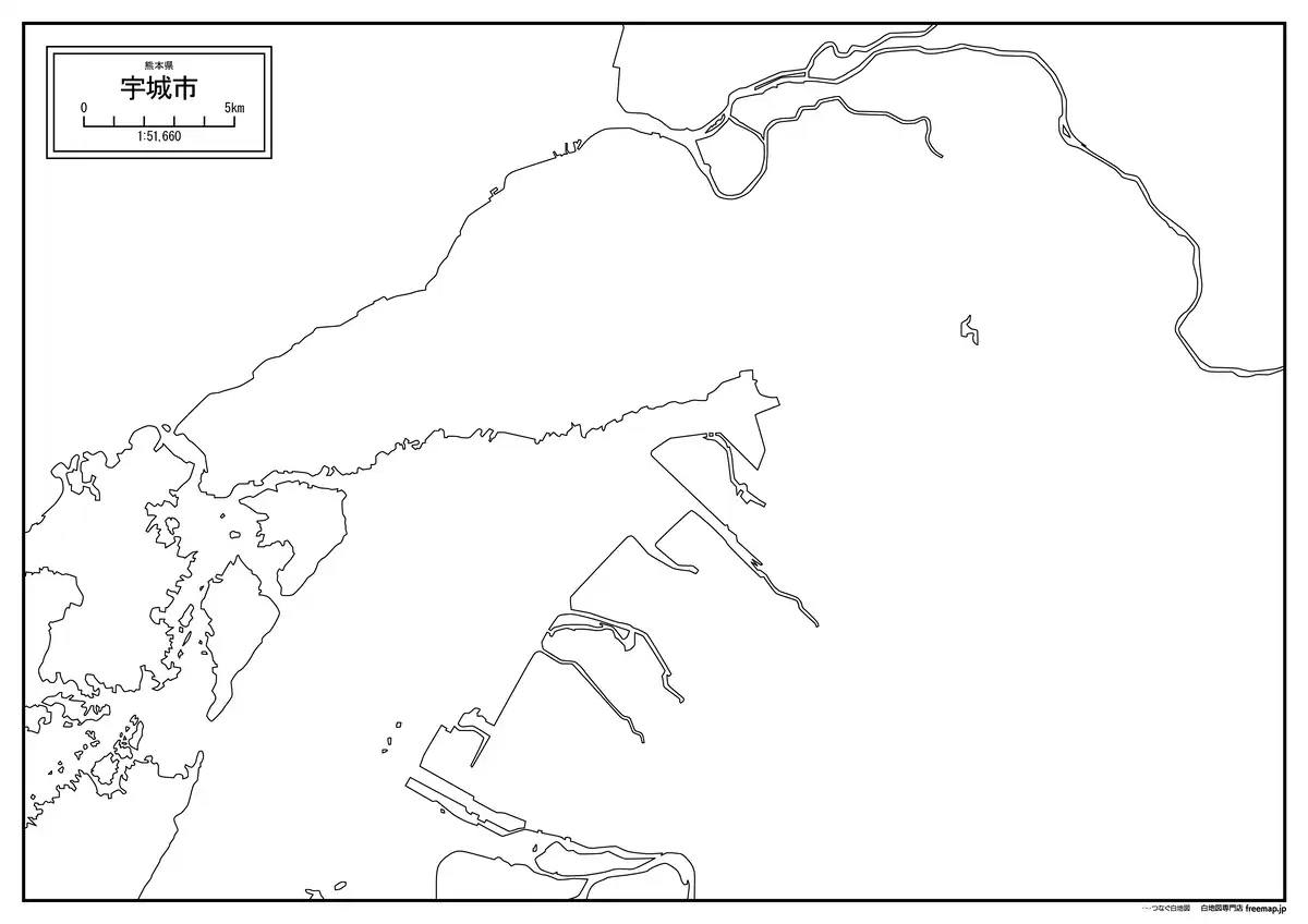 海岸線、川や池のみ記載